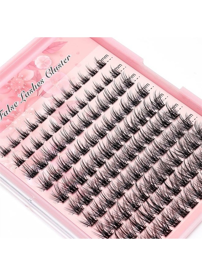 Bodermincer 10-12-14-16mm Mix/14-16-18mm Mix D Curl DIY Clusters Eyelash Extension Dovetail Segmented Lashes 120 Volume Natural Segmented Eyelashes Bundles at Home (10-12-14-16mm Mix)  - Image 1