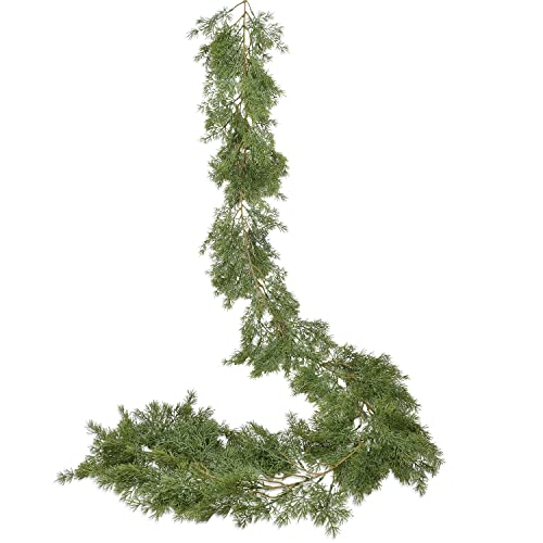 DearHouse 6.01Ft Christmas Garland Pine Cypress Artificial Greenery Garland,Artificail Pine Christmas Garland for Holiday Season Mantel Fireplace Table Runner Centerpiece Décor - Image 1