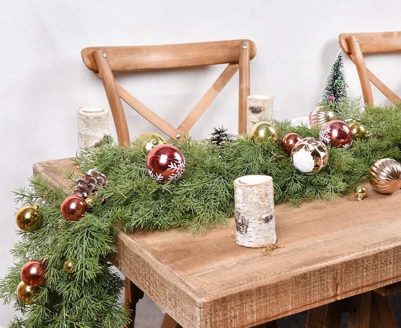 DearHouse 6.01Ft Christmas Garland Pine Cypress Artificial Greenery Garland,Artificail Pine Christmas Garland for Holiday Season Mantel Fireplace Table Runner Centerpiece Décor - Image 2