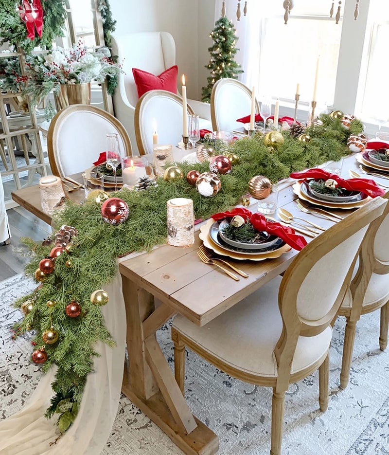DearHouse 6.01Ft Christmas Garland Pine Cypress Artificial Greenery Garland,Artificail Pine Christmas Garland for Holiday Season Mantel Fireplace Table Runner Centerpiece Décor - Image 4
