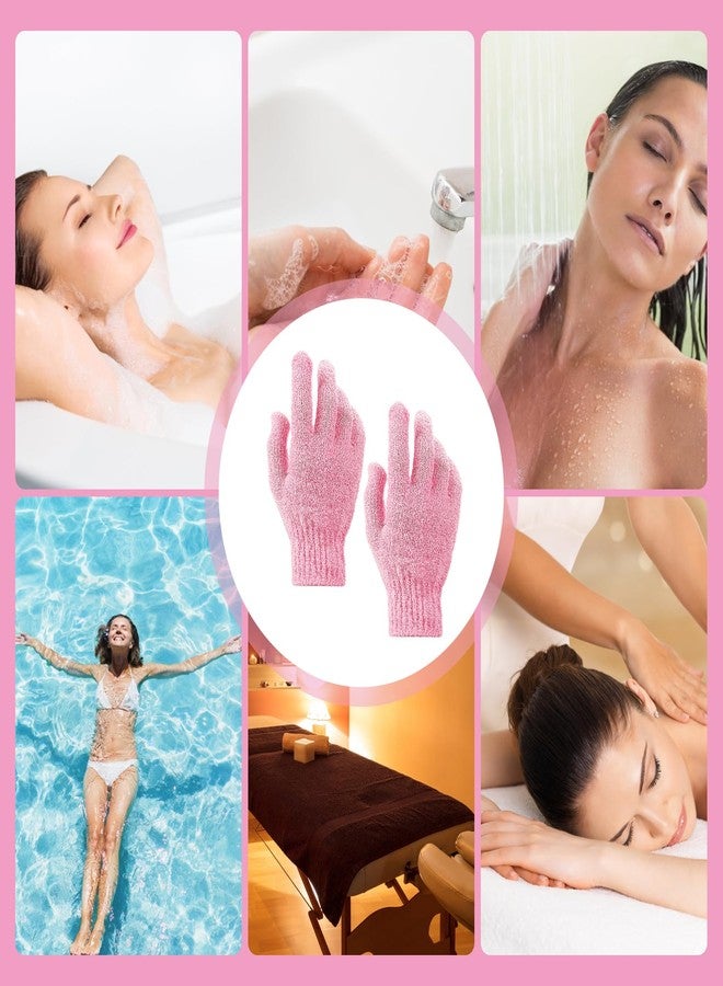 Sibba 2Pcs Exfoliating Wash Gloves Dual Texture Bath Gloves for Shower Body Scrub Exfoliating Mitt Dead Skin Remover Exfoliator Mitten Natural Body Loofah Washcloth (2pcs Pink) - Image 5