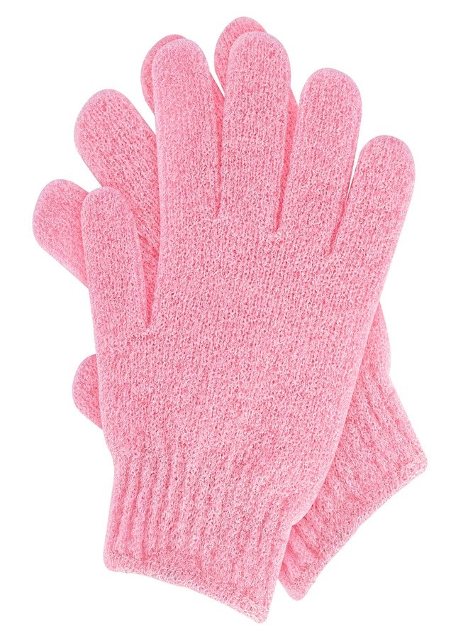 Sibba 2Pcs Exfoliating Wash Gloves Dual Texture Bath Gloves for Shower Body Scrub Exfoliating Mitt Dead Skin Remover Exfoliator Mitten Natural Body Loofah Washcloth (2pcs Pink) - Image 1