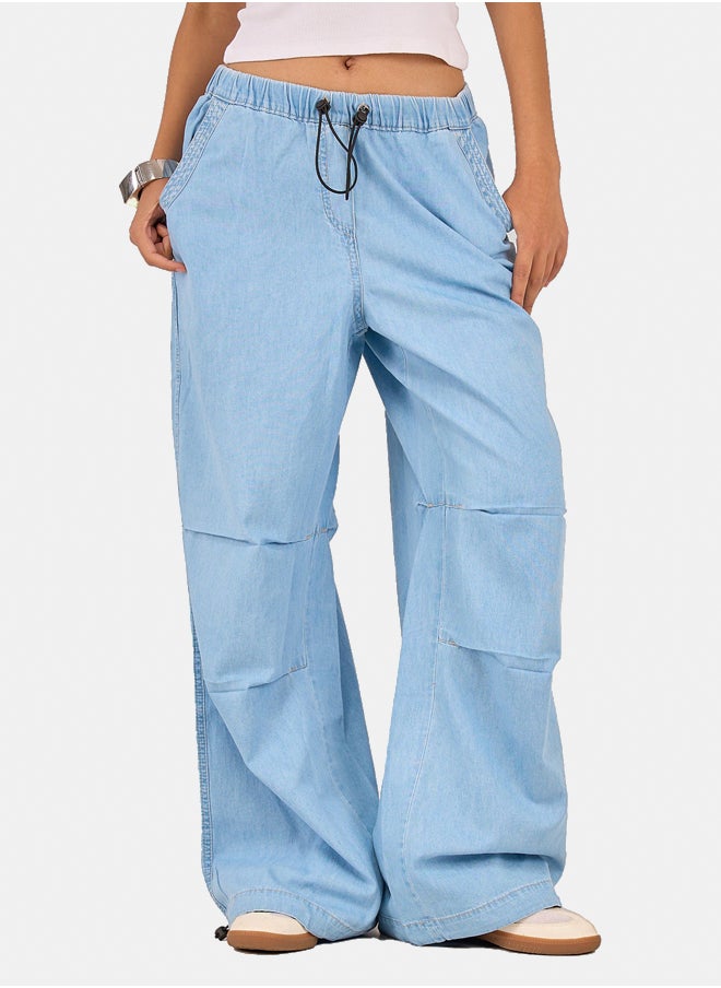 Clue Relaxed Fit Drawstring Denim Pants  - Image 1