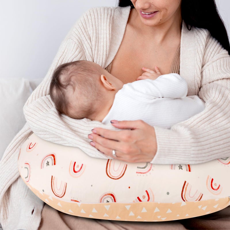 ديليمي Nursing Pillow Cover, Soft Stretchy Nursing Covers for Breastfeeding Pillows, 1 Pack Reversible Removable Slipover for Baby Boy and Girls, Rainbow - Image 4