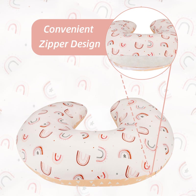 ديليمي Nursing Pillow Cover, Soft Stretchy Nursing Covers for Breastfeeding Pillows, 1 Pack Reversible Removable Slipover for Baby Boy and Girls, Rainbow - Image 3