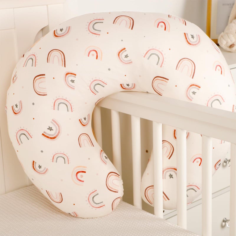 ديليمي Nursing Pillow Cover, Soft Stretchy Nursing Covers for Breastfeeding Pillows, 1 Pack Reversible Removable Slipover for Baby Boy and Girls, Rainbow - Image 5