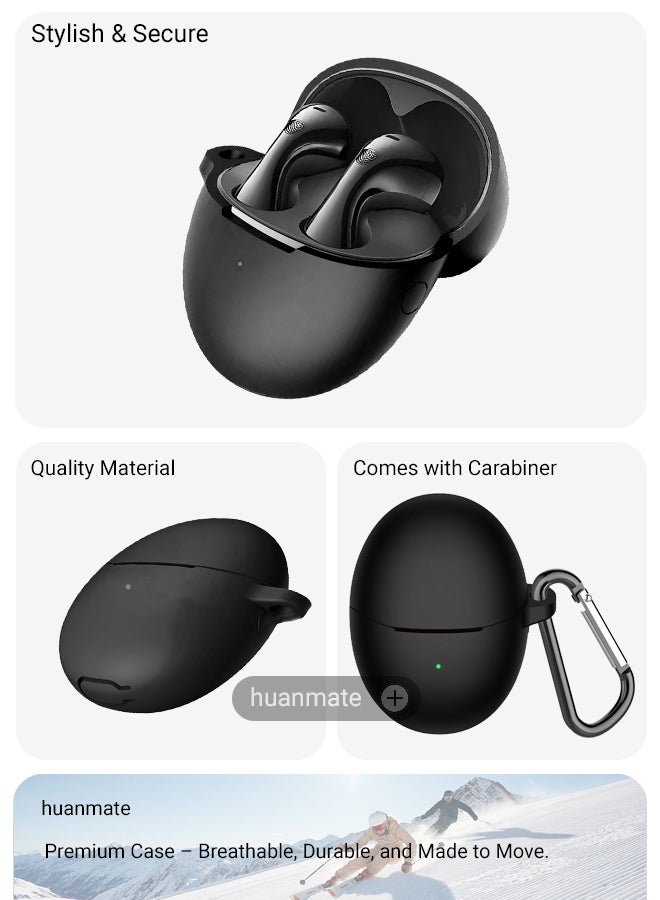 huanmate Huawei FreeBuds 6 Silicone Case Cover - Black - Made with Soft Silicone, Lightweight & Durable - Stylish Design, Accurate Cut-outs, Easy Installation & Removal  - Image 5