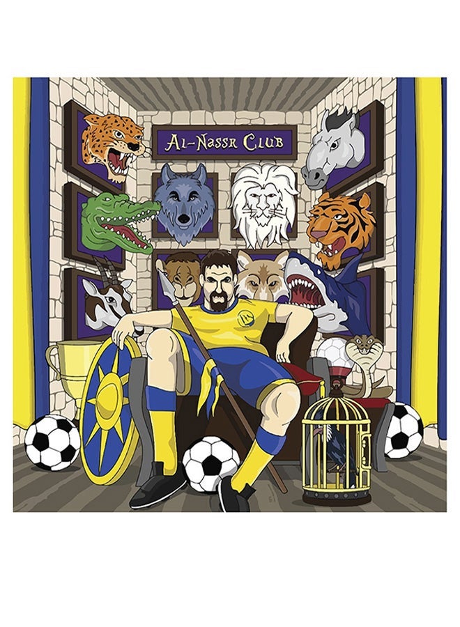 RYN فن الجدار المزخرف لنادي النصر لكرة القدم أصفر/أزرق/بيج 30x30 سم - Image 2