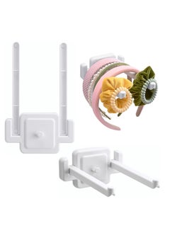 Excefore Scrunchie Holder Organizer, 3Pcs Hair Ties Organizer, Headbands Organizer Hair Bands Organizer, Light Duty Multifunctional, Wall Hook Hanger Adhesive, Plastic White Wall Rack Hooks for Hanging  - Image 1