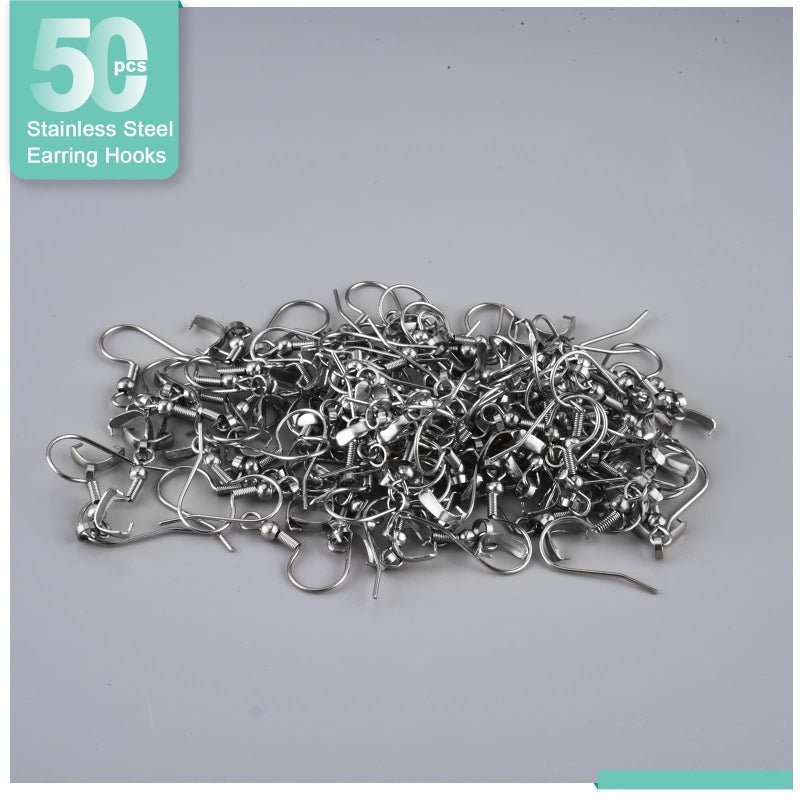MENKEY Earring Hooks 50PCS/25Pairs, Stainless Steel Ear Wires Fish Hooks, Hypo-allergenic Jewelry Findings Parts for DIY Jewelry Making - Image 3