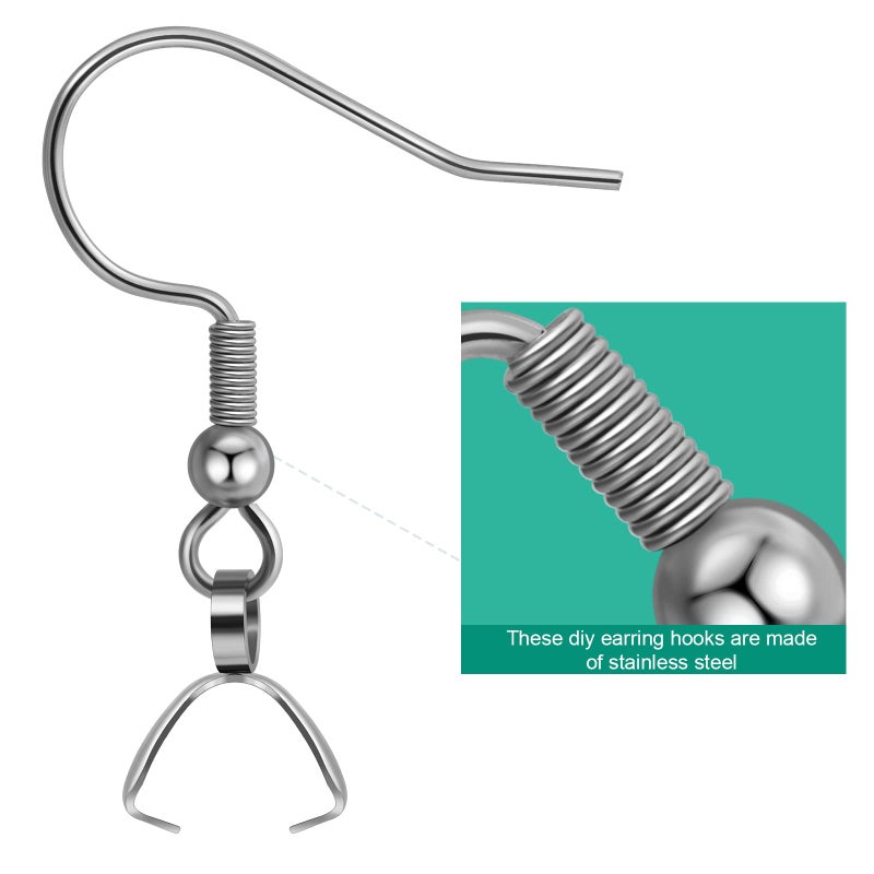 MENKEY Earring Hooks 50PCS/25Pairs, Stainless Steel Ear Wires Fish Hooks, Hypo-allergenic Jewelry Findings Parts for DIY Jewelry Making - Image 4