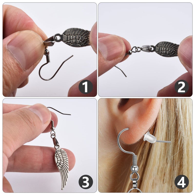 MENKEY Earring Hooks 50PCS/25Pairs, Stainless Steel Ear Wires Fish Hooks, Hypo-allergenic Jewelry Findings Parts for DIY Jewelry Making - Image 5