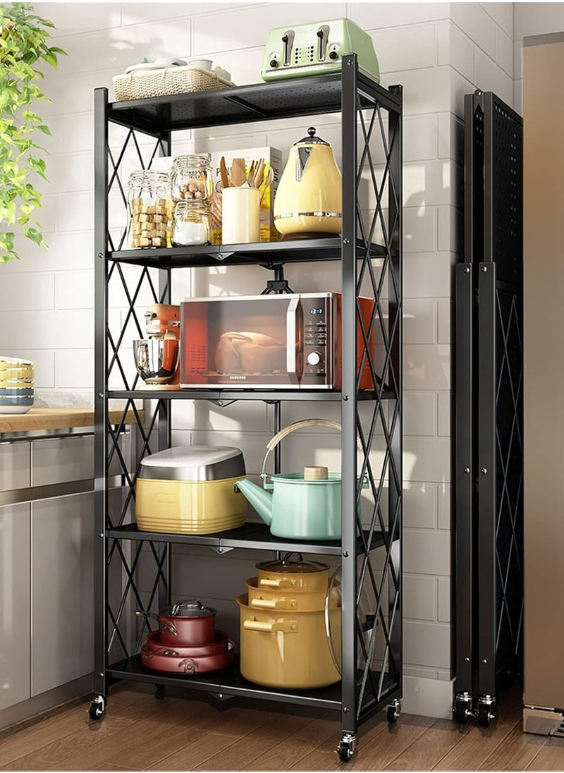 Cozara 5-Tire Scratch-Resistant Storage Rack Black  34x71x160 cm  - Image 2