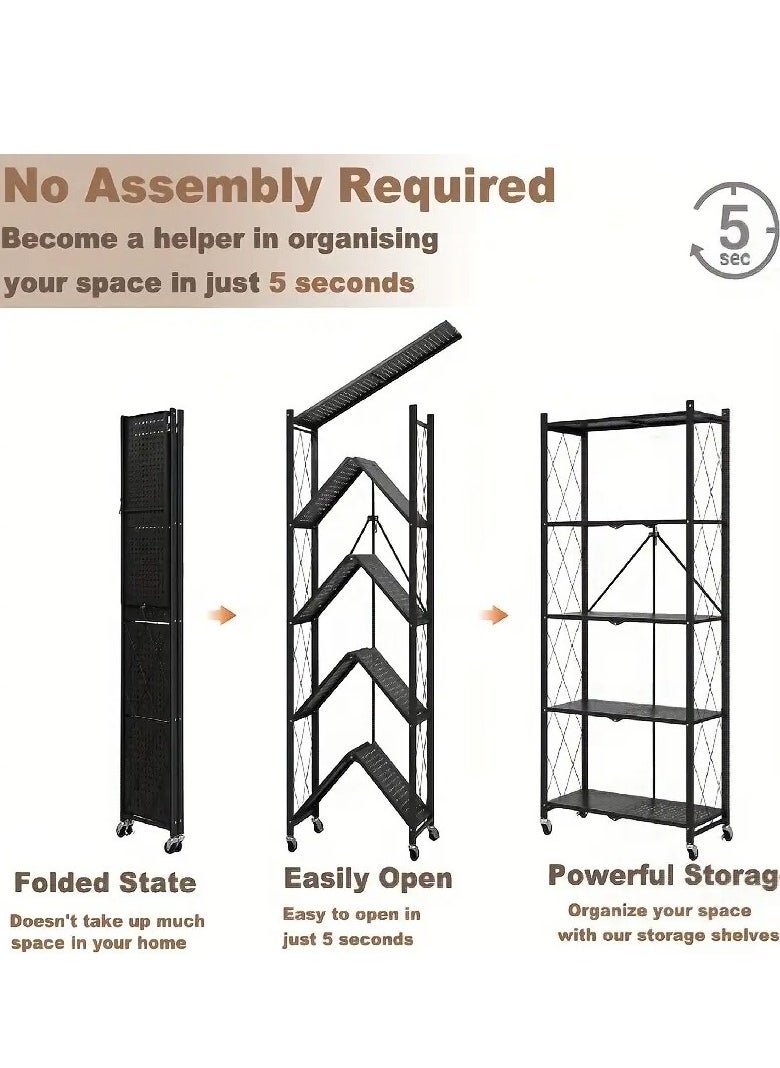 Cozara 5-Tire Scratch-Resistant Storage Rack Black  34x71x160 cm  - Image 4