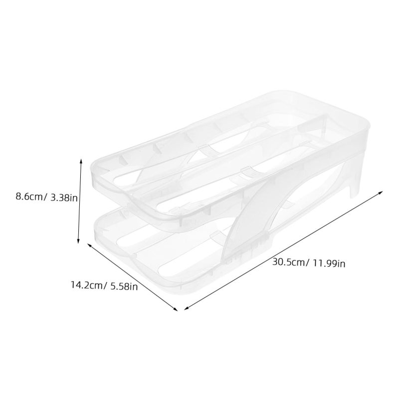 Double Layer Automatic Rolling Egg Dispenser Refrigerator Organizer Transparent Space Saving - Image 3