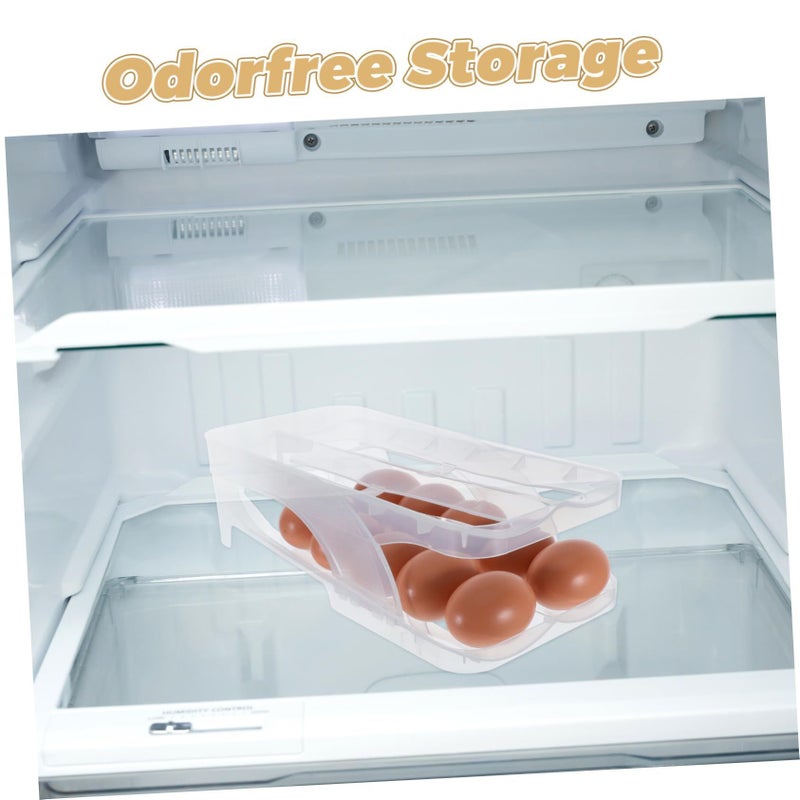 Double Layer Automatic Rolling Egg Dispenser Refrigerator Organizer Transparent Space Saving - Image 4