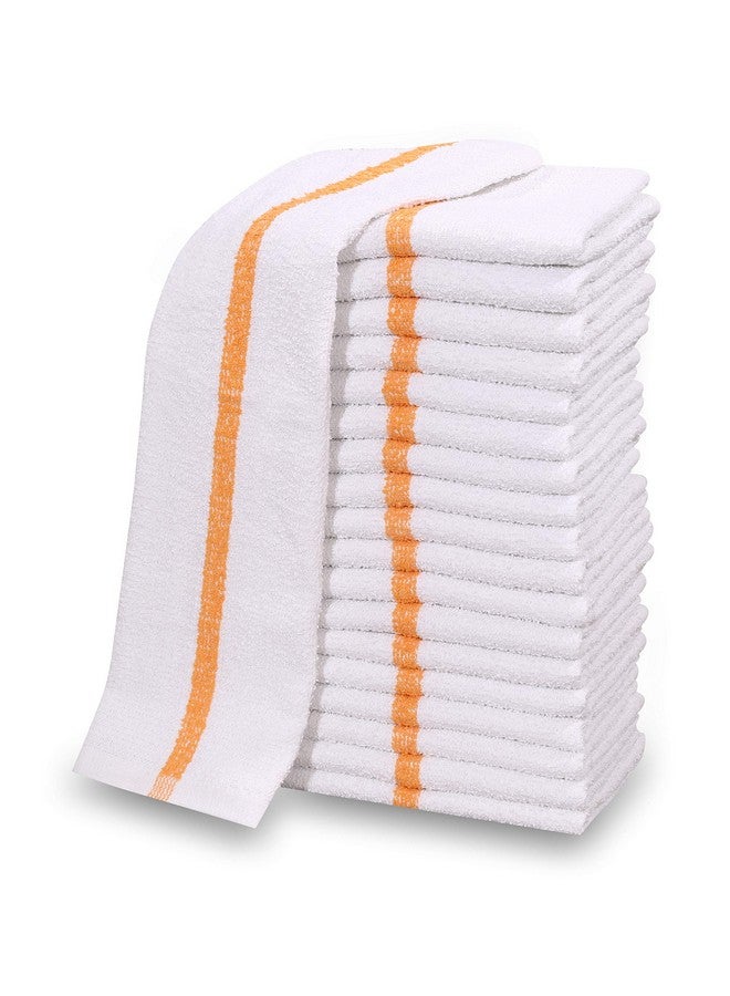 GOLD TEXTILES New Cotton Blend White Restaurant Bar Mops Kitchen Towels (36, Gold Stripe) - Image 1