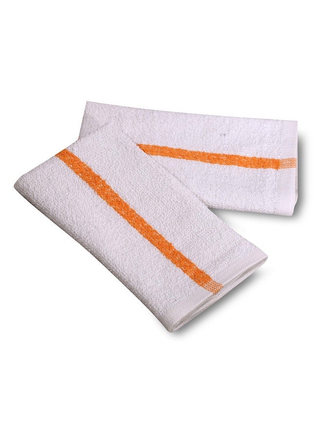 GOLD TEXTILES New Cotton Blend White Restaurant Bar Mops Kitchen Towels (36, Gold Stripe) - Image 2