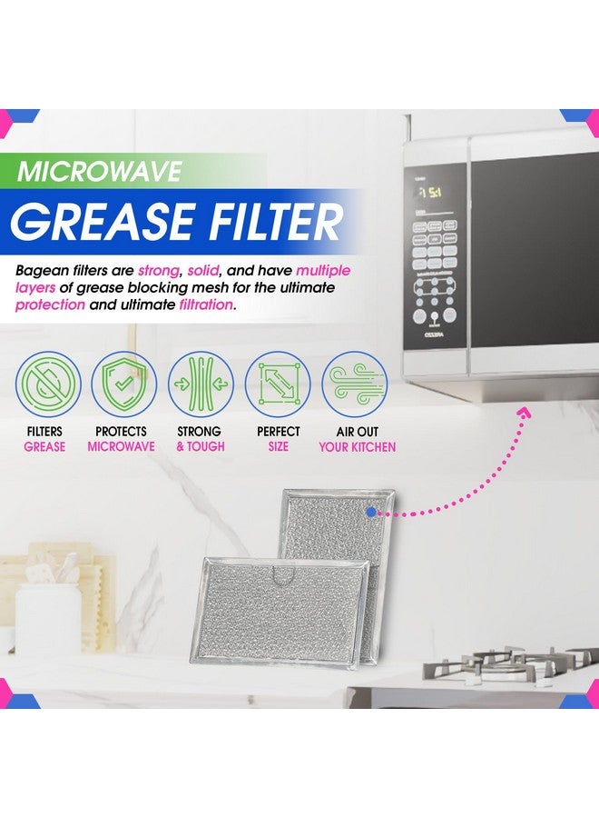Bagean Microwave Filter Replacement 5.12” x 7.64” Fits Frigidaire 5304464105 WB06X10608 GE Microwave Filter - Aluminum Mesh Screen Grease Filter - Filters Air Entering Over the Range Oven Vent Fan (2-Pack) - Image 1