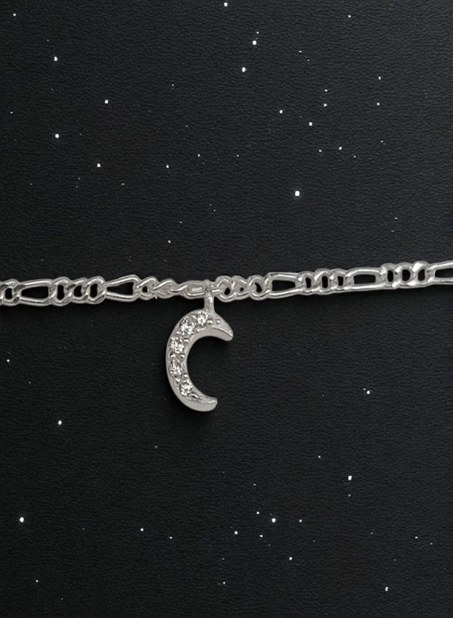 LBV 925 Sterling Silver Moon Charm Anklet for Baby Girls 0-5 Years | Adjustable Chain with Lobster Clasp for Babies and Toddlers - Image 4