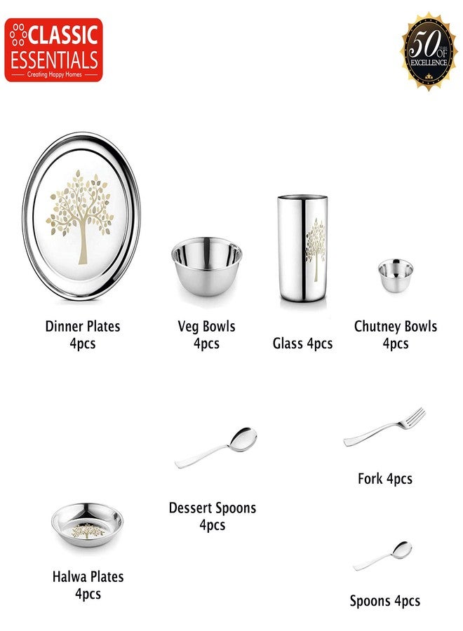 كلاسيك إيسنشالز طقم عشاء كلاسيكي أساسي من الفولاذ المقاوم للصدأ | يكفي 4 أشخاص | سميك | طقم مطبخ | ليزر دائم - فريكشا، طقم من 32 قطعة - Image 3