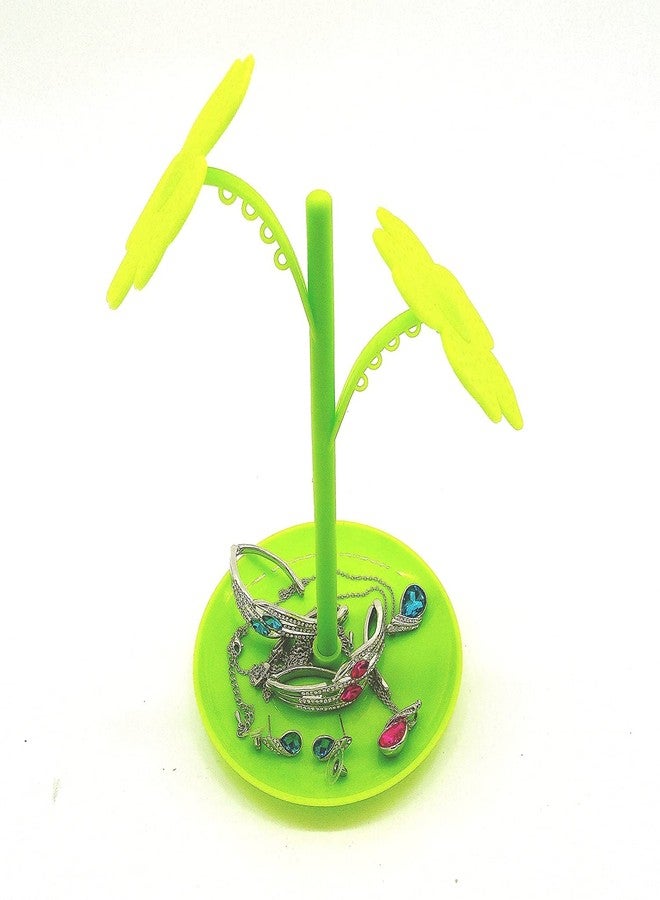 CONNECTWIDE Flower Jewelry Necklace Stud Earring Holder Organizer Display Rack Tower Stand Tree (Green) - Image 4