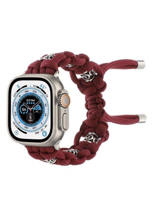 Replacement Strap For Apple Watch Ultra 49mm Silk Silver Beads Braided Watch Band Wine Red - pzsku/Z58AE105E4ADC99432275Z/45/_/1714875596/12c85576-0f64-4ada-b947-052efe06bde5
