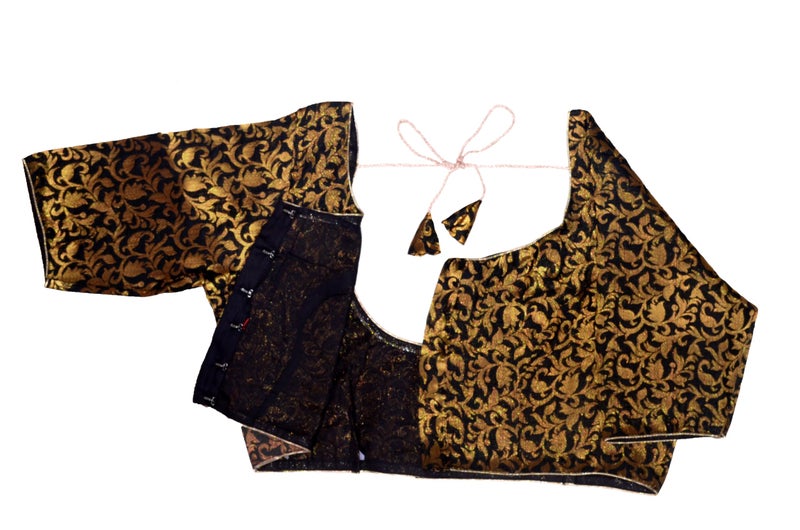 Chandrakala Banarasi Blouses for Women Sarees,Readymade, Black,Small (B214BLA2) - Image 4