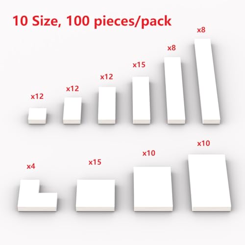 YUJHITP 100 Piece White Building Tiles Bulk Assortment Pack Tiles Accessories for Building with 10 Size Compatible with Lego Parts and Pieces - Image 5