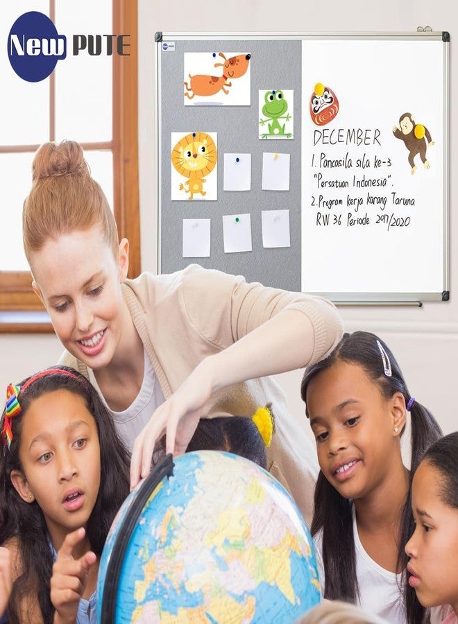 NEWPUTE New PUTE White Board and Cork Board Combo - 36 x 24 Inches Large Dry Erase Whiteboard and Bulletin Board, Magnetic Wall Pin Display Board for Home, Classroom & Office, 24"x36" Grey - Image 2