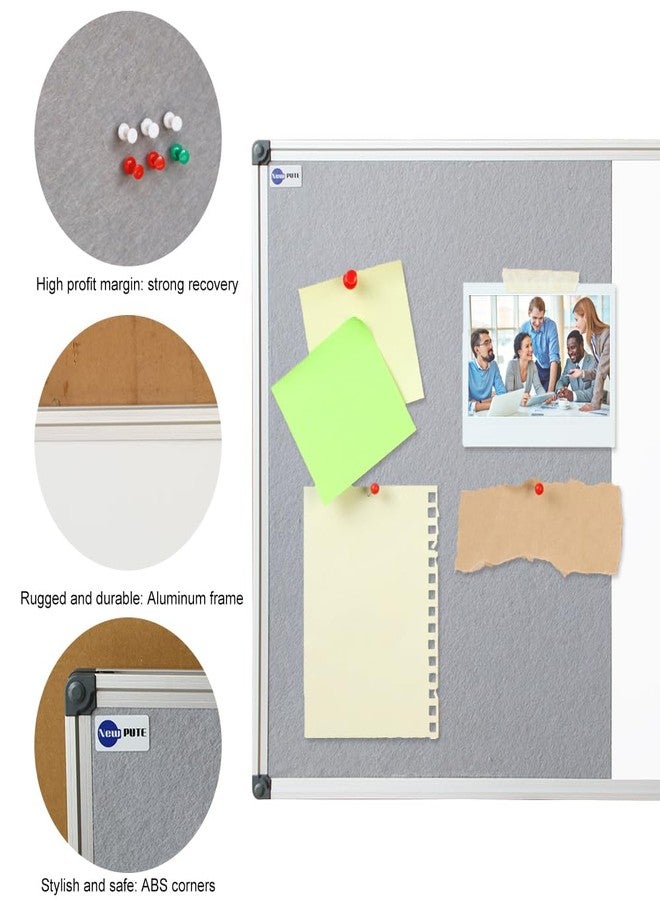 NEWPUTE New PUTE White Board and Cork Board Combo - 36 x 24 Inches Large Dry Erase Whiteboard and Bulletin Board, Magnetic Wall Pin Display Board for Home, Classroom & Office, 24"x36" Grey - Image 5