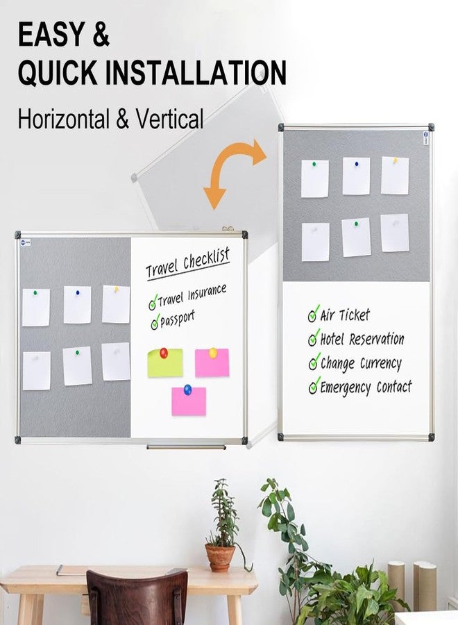 NEWPUTE New PUTE White Board and Cork Board Combo - 36 x 24 Inches Large Dry Erase Whiteboard and Bulletin Board, Magnetic Wall Pin Display Board for Home, Classroom & Office, 24"x36" Grey - Image 4