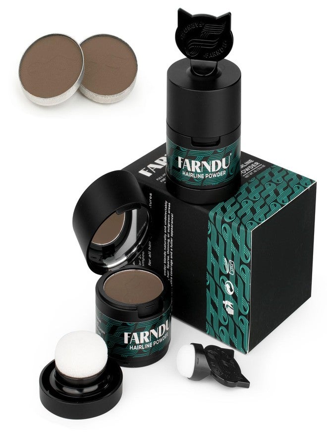 Farndu Hairline Powder 12g, Instantly Hair Root Touch Up, Hair Color Powder, Bald Spots Hair Color Concealer for Women & Men, 24-Hour Stain-Proof, Includes 2 Refills, for Thinning Hair, Dark Brown - Image 1
