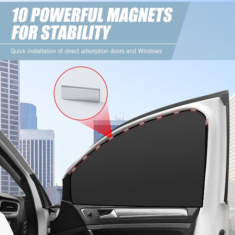 Tesnaao 4 PCS Car Side Window Sun Shade Replacement, 20CM x 50CM x 80CM Front Side Window Protectors, 80CM x 50CM Vehicle Rear Window Curtain, Universal Accessories for Most Cars (Silver) - Image 4
