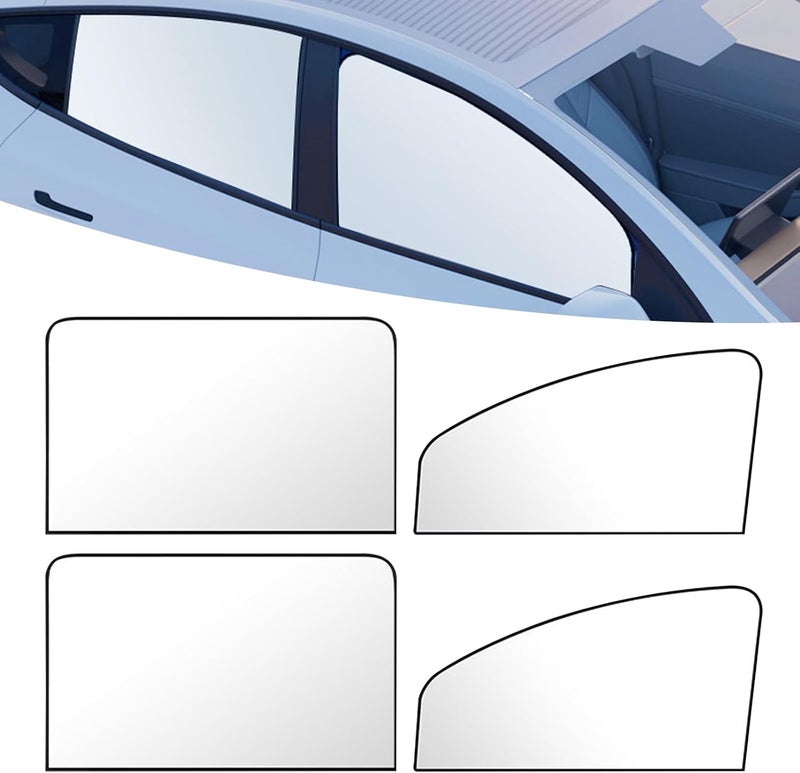 Tesnaao 4 PCS Car Side Window Sun Shade Replacement, 20CM x 50CM x 80CM Front Side Window Protectors, 80CM x 50CM Vehicle Rear Window Curtain, Universal Accessories for Most Cars (Silver) - Image 1