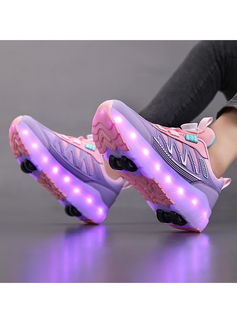 Loquat LED Flash Light Sneaker Skate Shoes with Wheels USB Charging Roller Skates Shoes - Image 3
