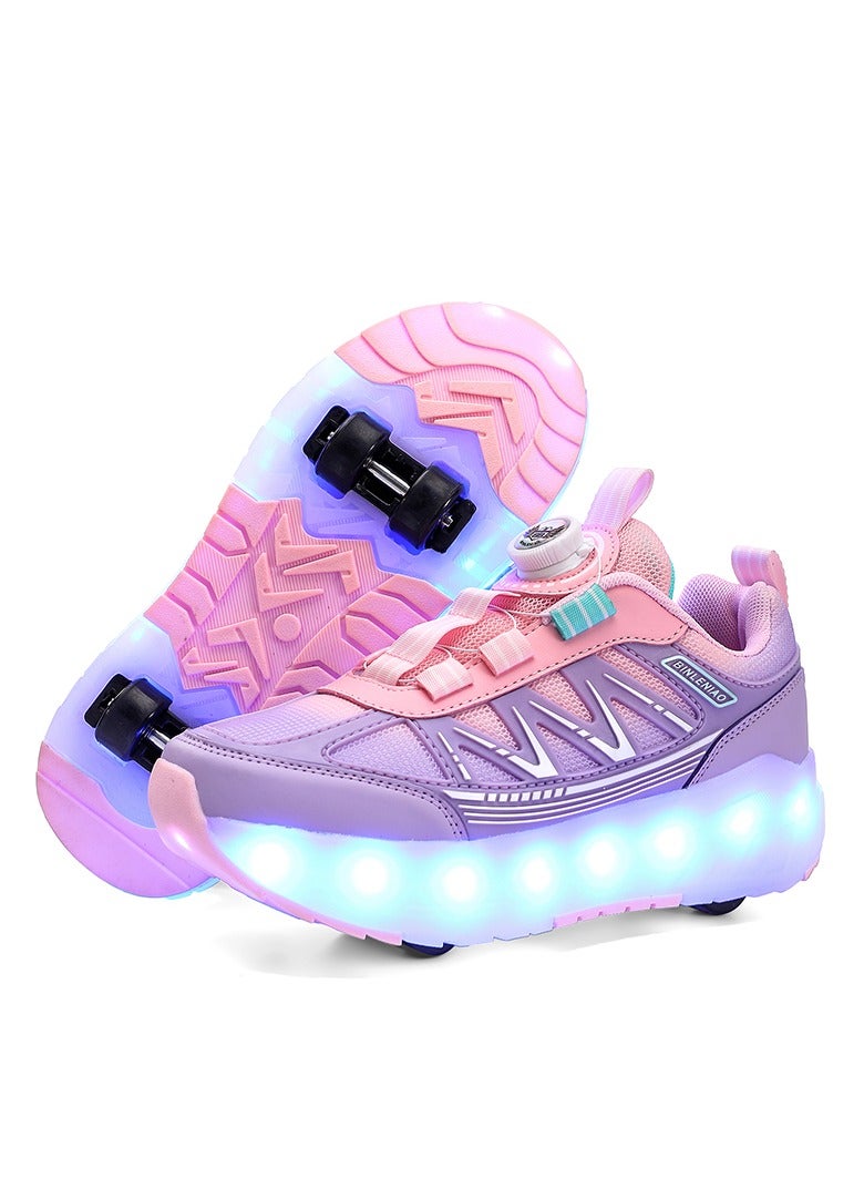 Loquat LED Flash Light Sneaker Skate Shoes with Wheels USB Charging Roller Skates Shoes - Image 1