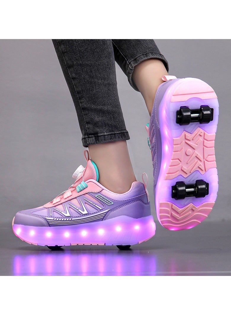 Loquat LED Flash Light Sneaker Skate Shoes with Wheels USB Charging Roller Skates Shoes - Image 5