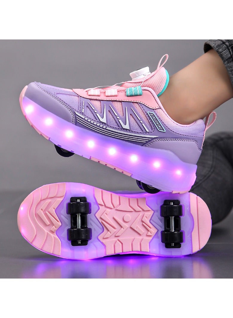 Loquat LED Flash Light Sneaker Skate Shoes with Wheels USB Charging Roller Skates Shoes - Image 4