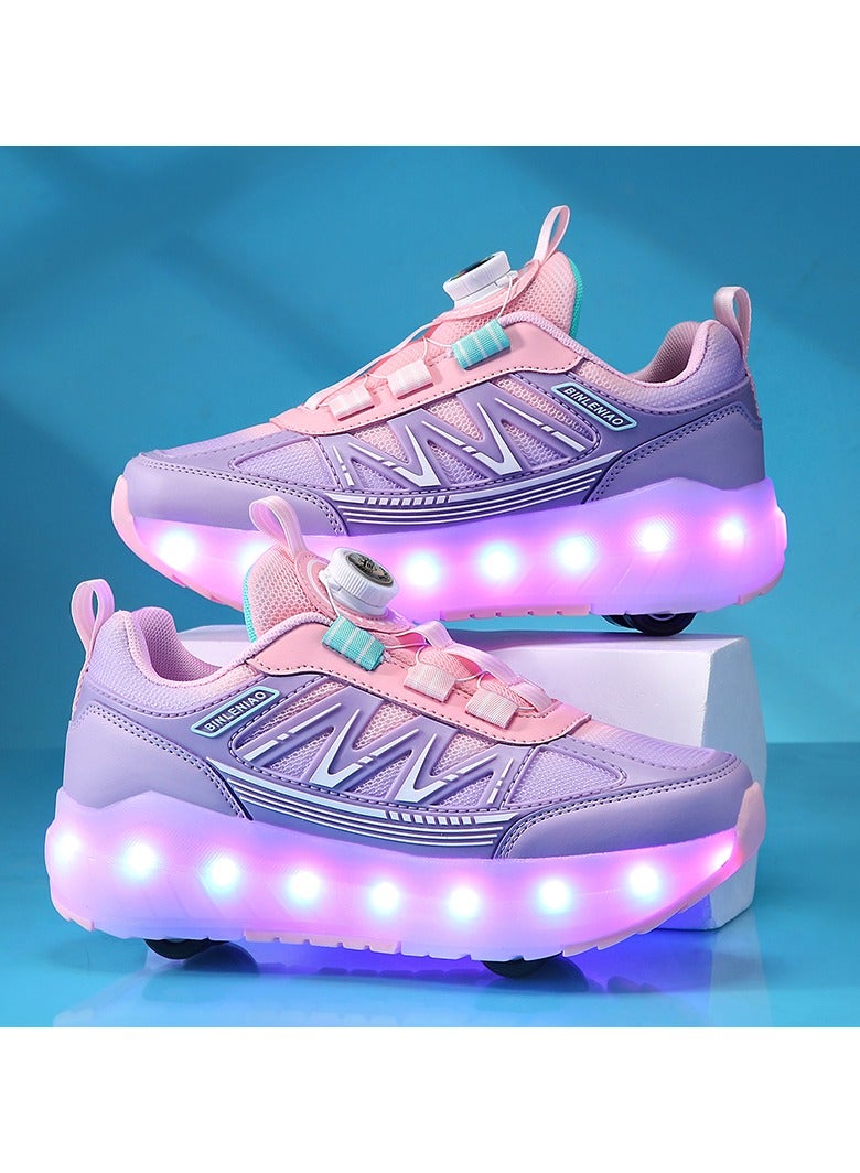 Loquat LED Flash Light Sneaker Skate Shoes with Wheels USB Charging Roller Skates Shoes - Image 2