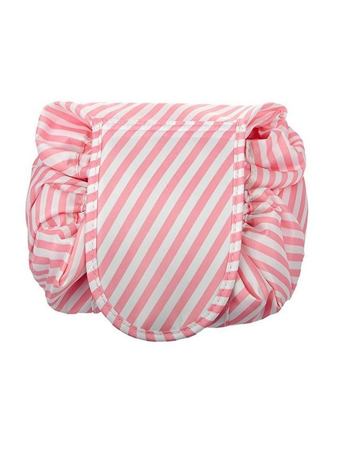 Feinerman حقيبة تجميل فينرمان الأنيقة القابلة للسحب، حقيبة مكياج سفر مقاومة للماء وقابلة للطي، منظم تخزين أدوات التجميل بسعة كبيرة، حاملة مجموعة مكياج محمولة للنساء (خطوط وردية) - Image 1