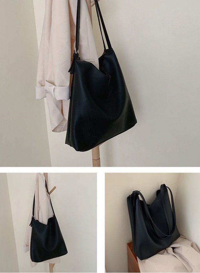 SHABILI Women's Large Capacity Tote Bag, Ladies PU Leather Handbag Shopping Bag Clutch Bag, Daily Commuting Shoulder Bag Side Bag Carry Bag Satchel Bags College Bag for Girls and College Students  - Image 3
