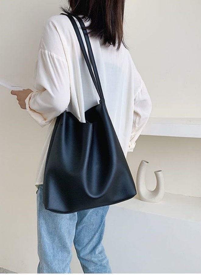 SHABILI Women's Large Capacity Tote Bag, Ladies PU Leather Handbag Shopping Bag Clutch Bag, Daily Commuting Shoulder Bag Side Bag Carry Bag Satchel Bags College Bag for Girls and College Students  - Image 4