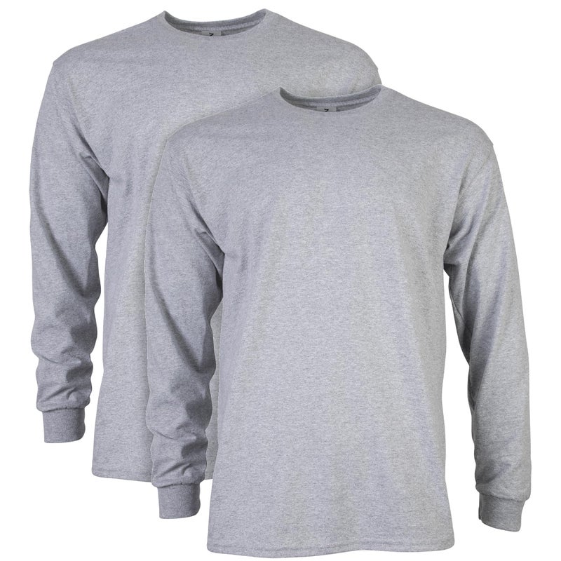 Gildan Mens Ultra Cotton Long Sleeve TShirt Style G2400 Multipack Sport Grey 2Pack Large - Image 2