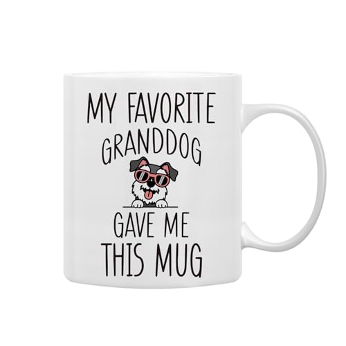 QASHWEY Schnauzer Dog Grandma Gifts Mug Funny Mini Miniature Schnauzer Dog Lover Owner Coffee Mug Tea Cup Gifts for Grandma Grandpa My Favorite Granddog Gave Me This Mug Coffee Cups Ceramic 11oz