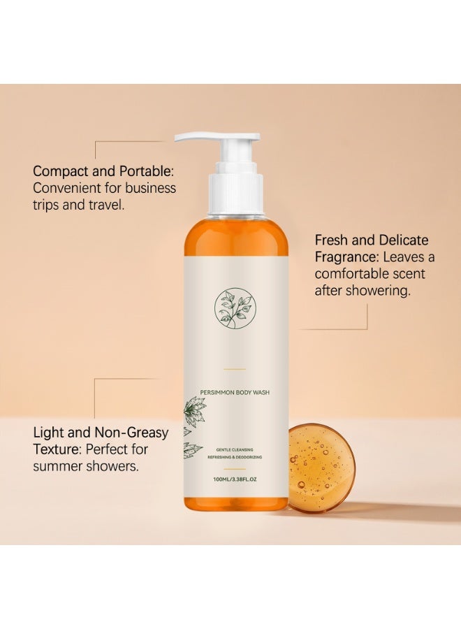 Persimmon Body Wash,Deodorizing Persimmon Body Wash for Old People Smell, Natural Deodorizing Body Cleanser with Persimmon & Aloe Vera Extracts, Deep Cleansing Body for All Skin Types,100ML - Image 2