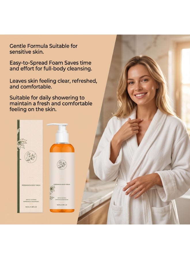 Persimmon Body Wash,Deodorizing Persimmon Body Wash for Old People Smell, Natural Deodorizing Body Cleanser with Persimmon & Aloe Vera Extracts, Deep Cleansing Body for All Skin Types,100ML - Image 4
