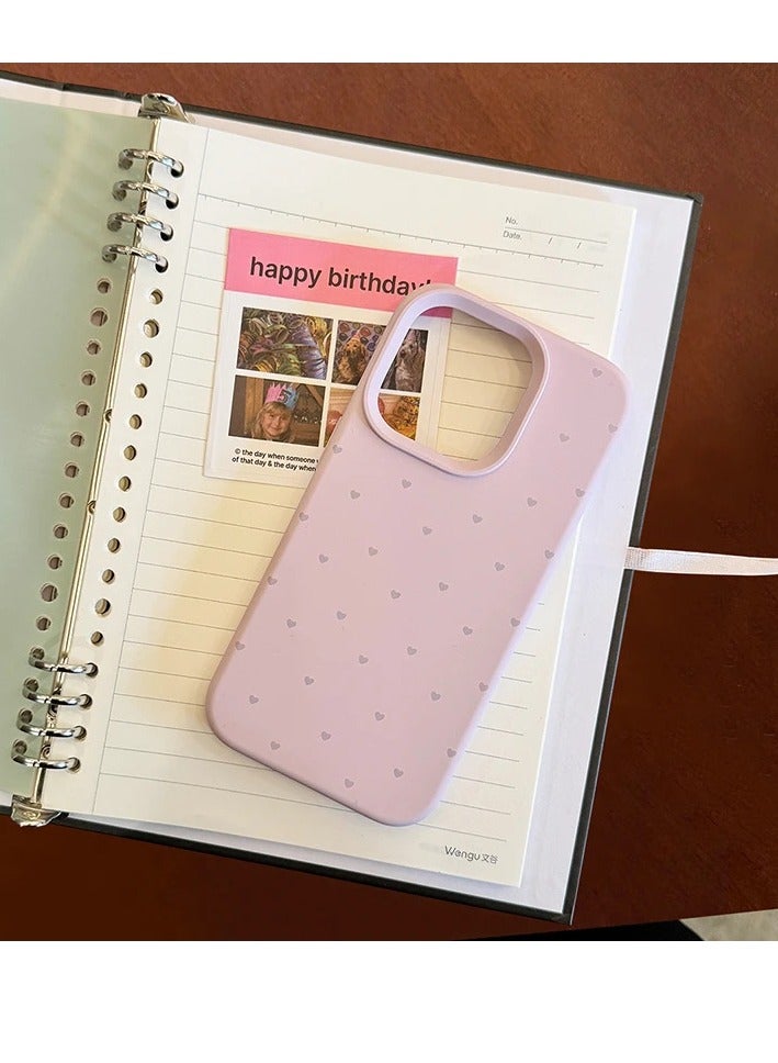 NIBEMINENT Full Screen Little Hearts Protective TPU Case Cover For iPhone 16 Pro, Pink