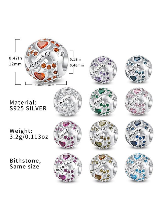 ChenYuTe Birthstone Charms for Bracelet 925 Sterling Silver Bead Charm Happy Birthday Charm Jewelry Gift for Women - Image 5