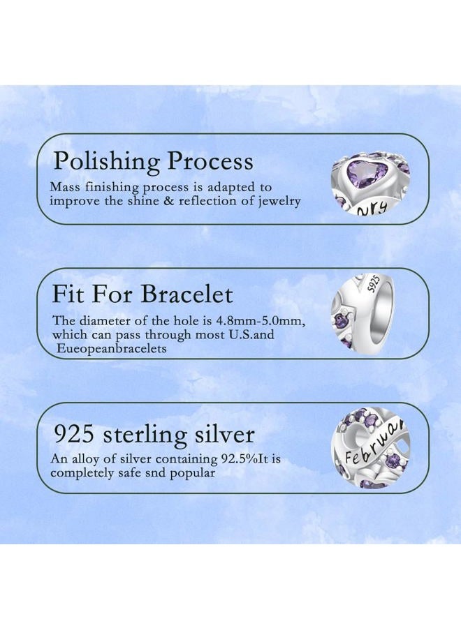 ChenYuTe Birthstone Charms for Bracelet 925 Sterling Silver Bead Charm Happy Birthday Charm Jewelry Gift for Women - Image 4